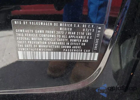 2014 Volkswagen Jetta 2.0L S from USA, damaged, VIN 3VW2K7AJ1EM352007